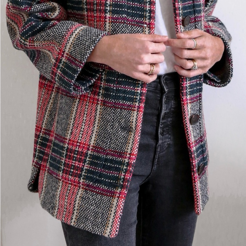 Sezane Izaac Plaid Button-Up Shacket